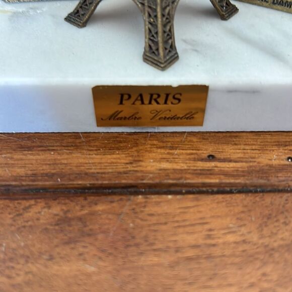 Brass Marble PARIS France Souvenir Eiffel Tower Notre Dame Arc - Picture 2 of 4